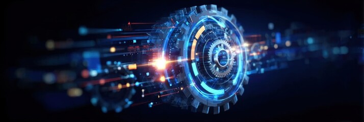 Obraz premium Improving business productivity requires a smart technology process fueled by an automation system and efficiency.