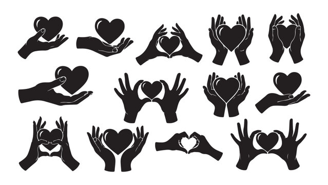 Various Hand Shapes Making Heart Symbols For Love And Friendship Expressions