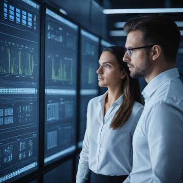 Engineers monitoring AI compute infrastructure in modern datacenter