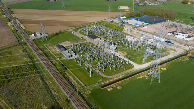 Aerial View of 380 kV High Voltage Grid station