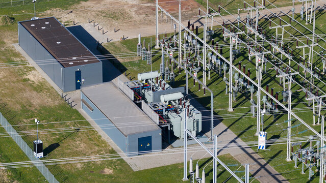 Aerial View of 380 kV High Voltage Grid station