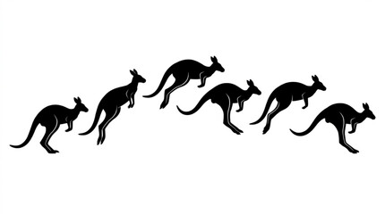 Fototapeta premium Series of kangaroos jumping and running in motion isolated on white background, Vector