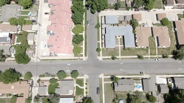 Top Down on Suburb of Sloan Lake Denver Colorado Drone Aerial View