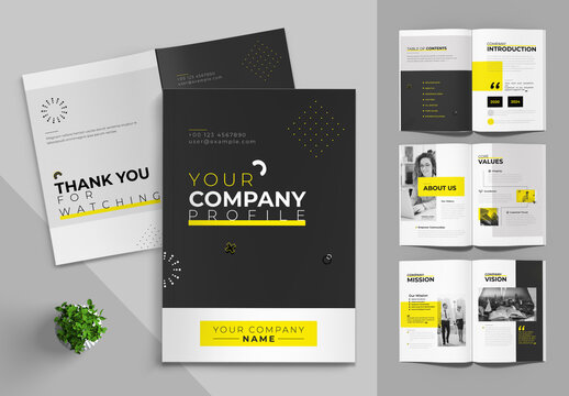 Modern Black And Yellow Company Profile Template