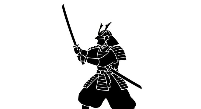 Samurai warrior in battle stance.
