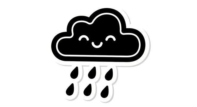 Smiling rain cloud cartoon icon.