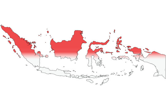 Map of Indonesia in national flag color