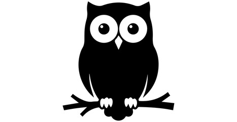 Obraz premium Black and white owl sitting on wooden branch