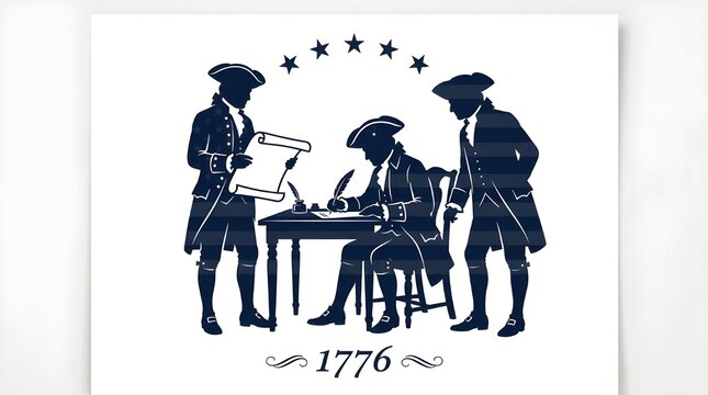 Signing declaration of independence in 1776