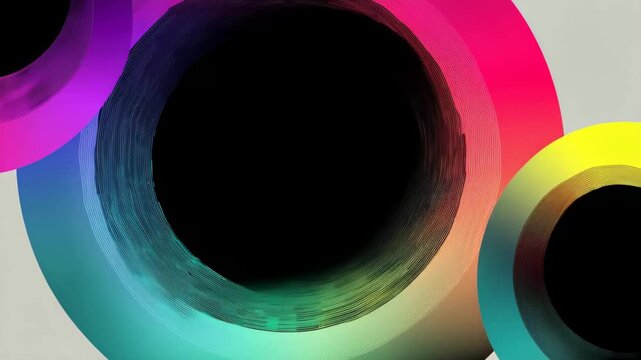 Abstract circular forms with gradient colors moving in a loop with subtle lighting shifts