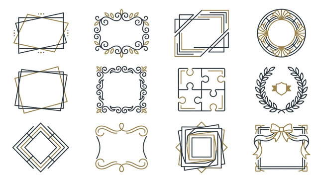 Collection of decorative frames and borders in various styles.