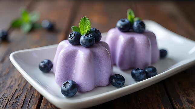 purple colored pana cota on a plate