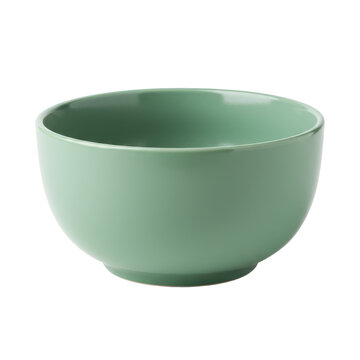 Serene, mint-colored ceramic bowl with smooth, glossy surface and rounded shape isolated on white background