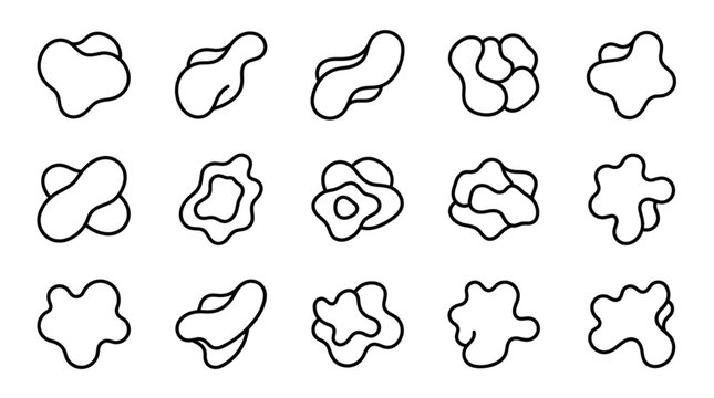 Set of abstract organic shapes hand drawn illustration.