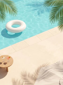 Luxury Tropical Poolside Background With Copy Space for Summer Branding