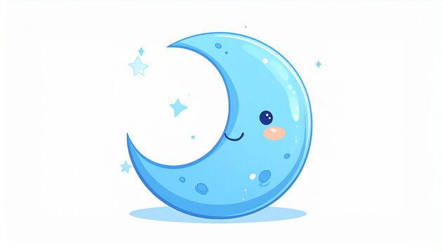 Cartoon moon illustration on white