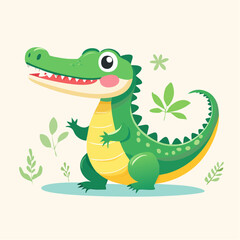 Naklejka premium Cute Cartoon Alligator Character