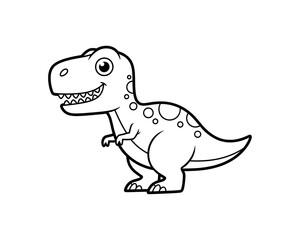 Fototapeta premium Happy cartoon T-Rex dinosaur, small arms, detailed texture, outline