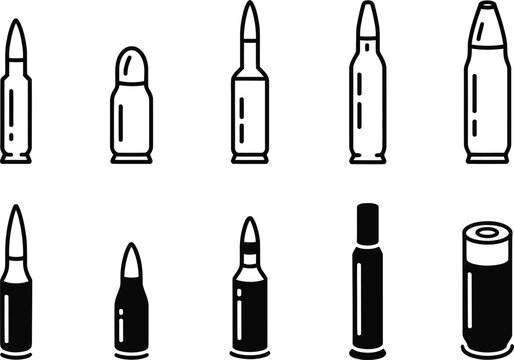 Collection of bullet in black and white ammunition