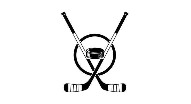Ice Hockey Puck and Crossed Sticks Icon