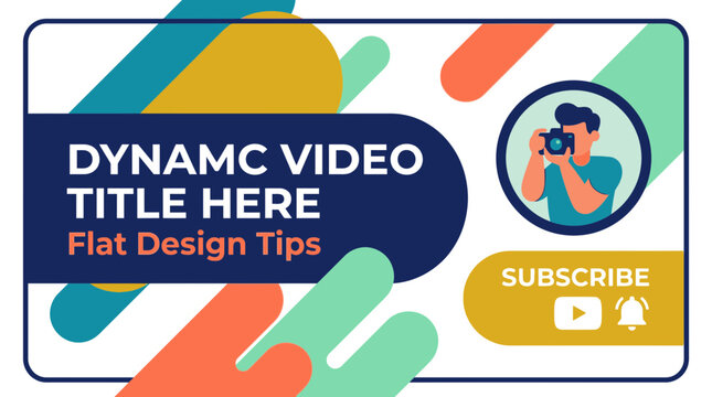 Dynamic Video Title Overlay with Flat Design Elements and Subscribe Button