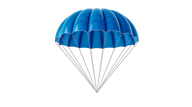 Blue parachute icon isolated on white background for safety and delivery concept