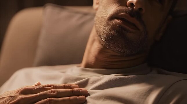 Man Holding Hand on Chest Representing Panic Attack and Anxiety