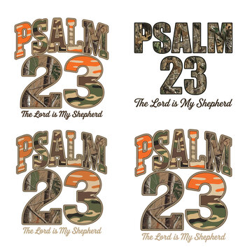 Psalm 23 typography with camouflage pattern