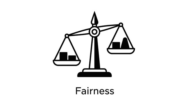 Abstract illustration of a traditional balance scale, embodying critical principles of fairness, equality, and justice in ethical and impartial decision-making