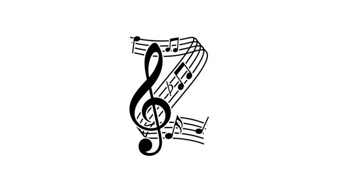 Musical Letter Z with Treble Clef and Notes