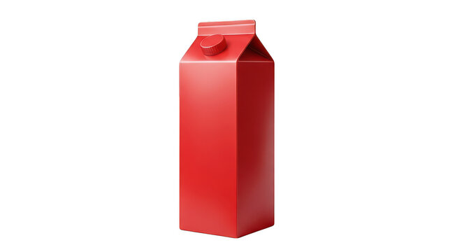 Red milk carton isolated on plain background