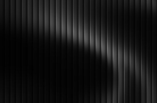Abstract seamless dark metallic vertical corrugated texture with soft highlights and shadows