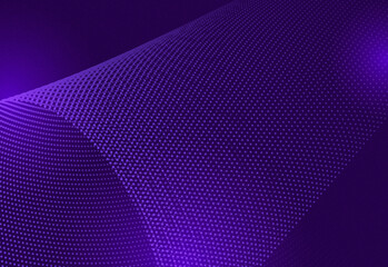 Digital violet grid wave background with dense dotted texture and smooth futuristic motion, perfect for cyber visuals and abstract technology designs.