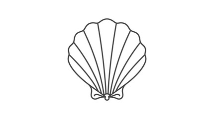 Minimalist vector illustration of a single seashell line drawing. © santi erna