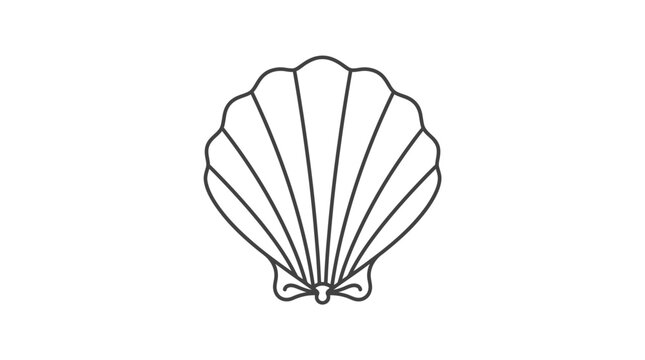 Minimalist vector illustration of a single seashell line drawing.