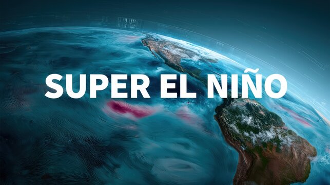Super El Nino Text with Earth As Background Depicting Global Warming