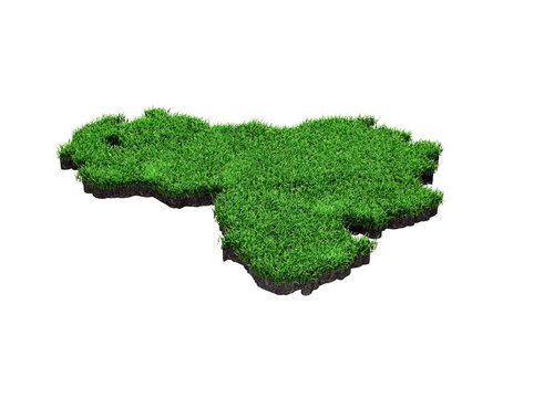 Venezuela Map soil land geology cross section with green grass and Rock ground texture 3d illustration