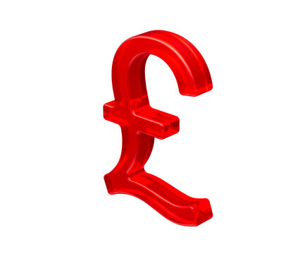 Vibrant red 3D Pound sterling symbol representing UK currency and finance. 3d illustration