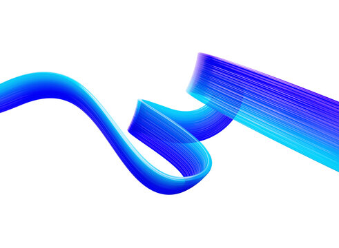 Elegant blue and purple 3D abstract ribbon with a flowing wave design.
