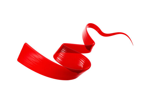 Elegant flowing red ribbon with vibrant glossy satin texture