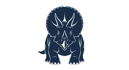 Triceratops Dinosaur Silhouette Icon, Prehistoric Reptile Vector Art © wowok