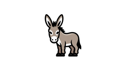 Obraz premium Cute cartoon donkey standing with simple line art style Vector