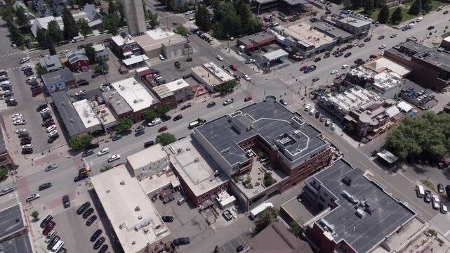 Main Street Historic Steamboat Springs Colorado Drone Aerial Footage