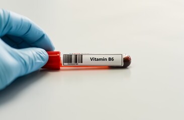 Fototapeta premium Blood sample tube for vitamin B6 test analysis.