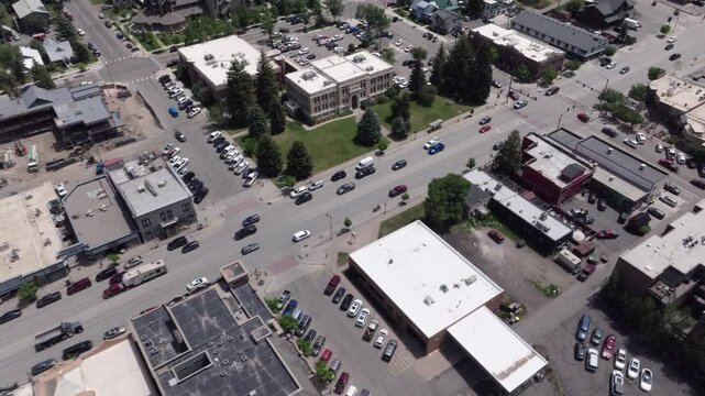 Main Street Historic Steamboat Springs Colorado Drone Aerial Footage