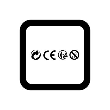 RECYCLE CE MARK TRIMAN SYMBOL AND 0-3 MONTH WARNING SIGN VECTOR SET ICON