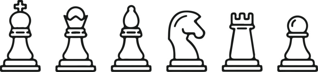 chess pieces outline icon set vector illustration design collection art © Ammara