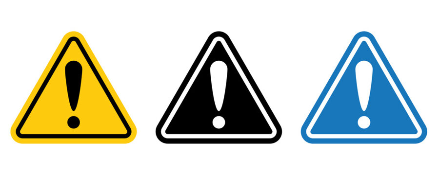 vector Warning icon set. Clip art isolated on transparent background.