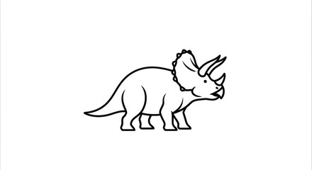 Dinosaur Triceratops outline drawing, simple cartoon style, isolated on white background © tuyun