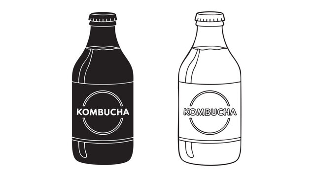 Kombucha bottle label vector illustration set